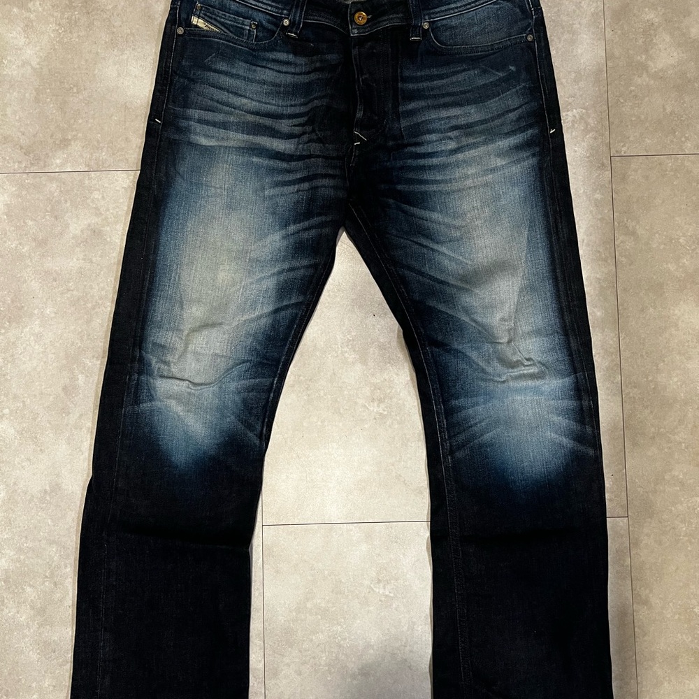 Diesel Blue Straight Jeans with Vintage Fading
